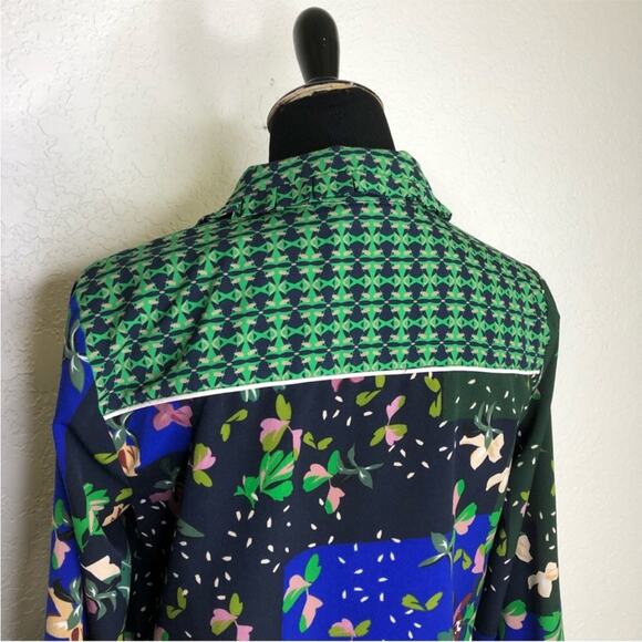 Cabi Bronco navy green mixed print western button down top size Medium #5520 - Picture 12 of 16
